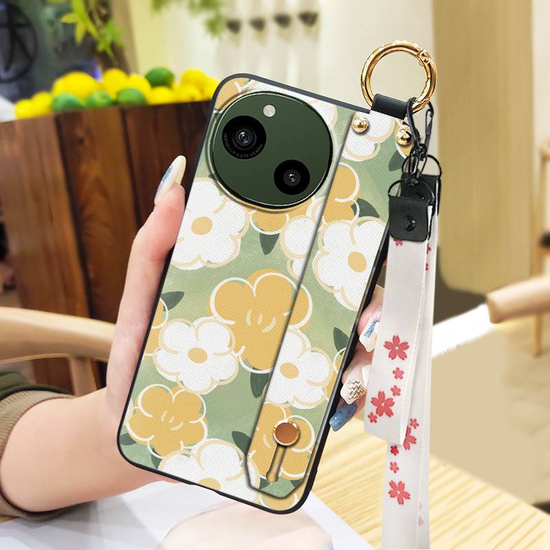 Wrist Strap Waterproof Phone Case For Sharp Aquos R9/SH-51E Oil Painting Anti-knock Ring Durable Kickstand Soft case