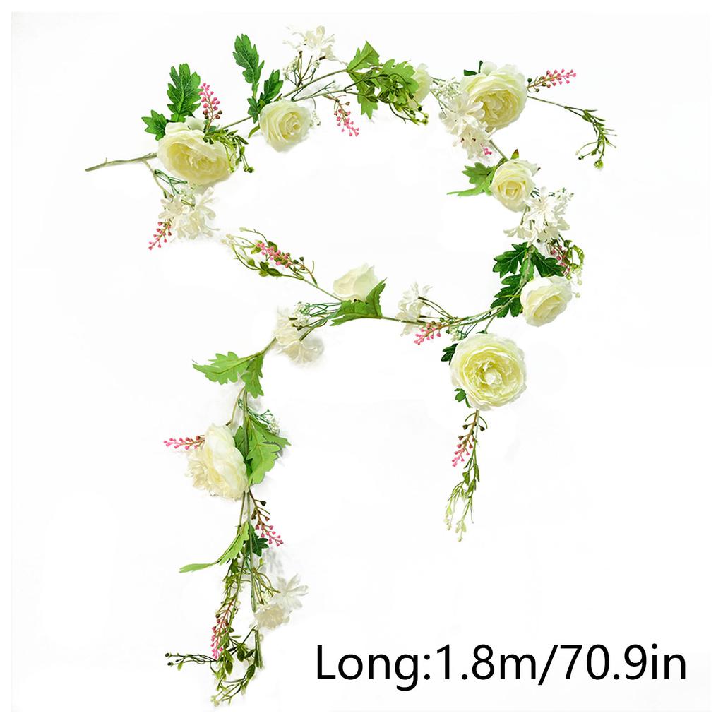 1.8m Pink Artificial Rose Vine Fake Flower Garland Wall Decor