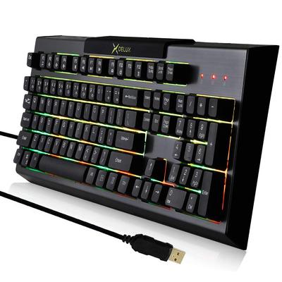 DELUX KM9036 Gaming Englisch Schwarz Japanische Tastatur, 26-Tasten Rollover, Layout, Hintergrundbeleuchtet, (Autorisierter Händler)