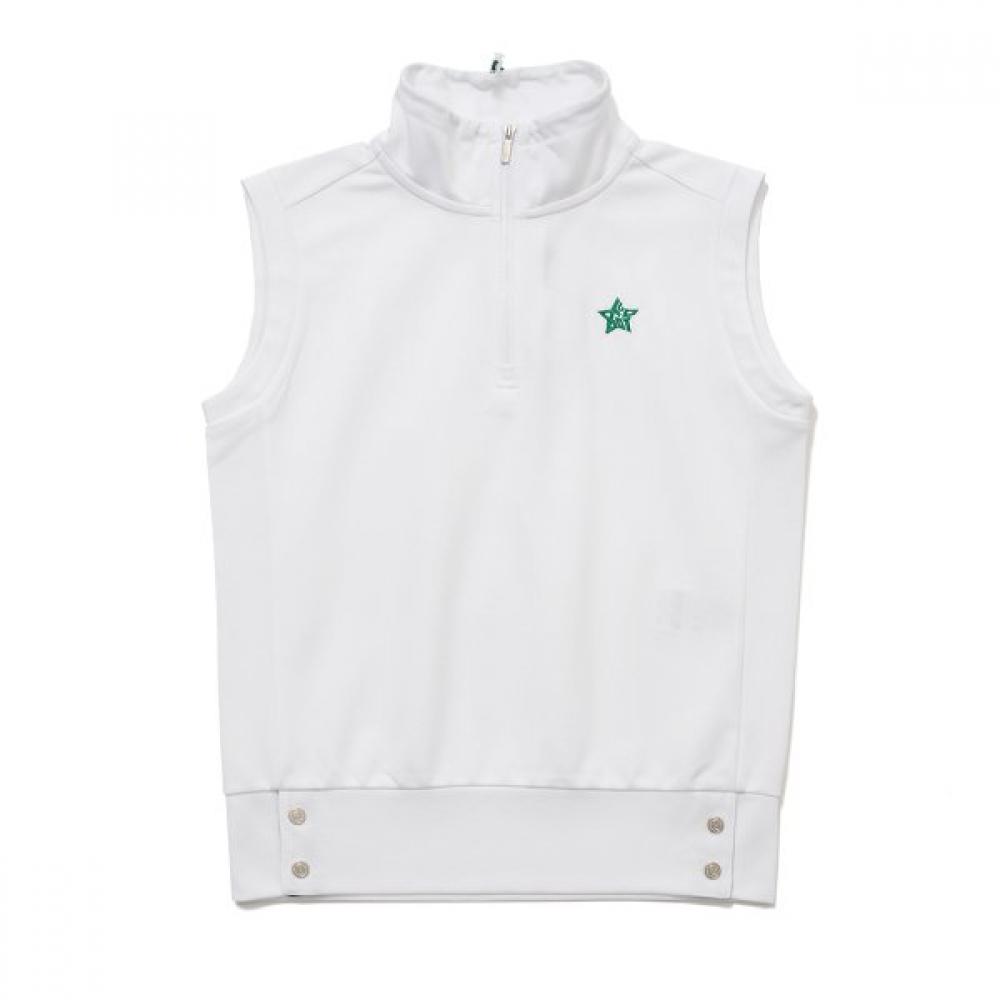 Blu DoT Sleeveless Half Zip T shirT Plus Wh