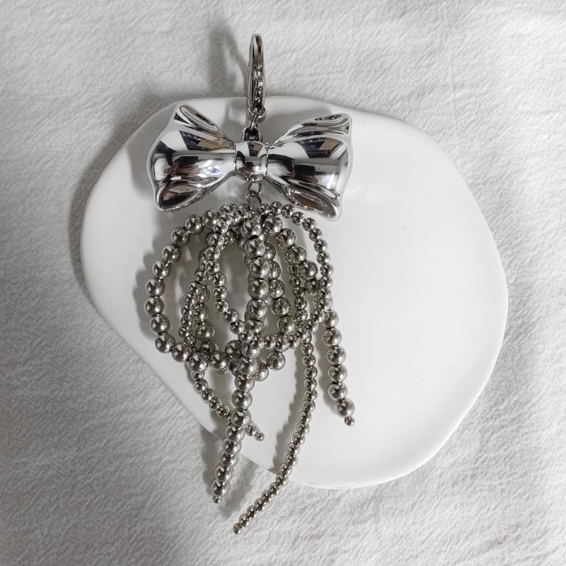 Imitation Pearl Bowknot Keychain Pendant Women Backpack Handbag Charm Lovely Heart Hanging Decoration Bag Phone Pendant