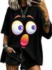 Cotton  Cute Cartoon Big Eyes Face Print Women Oversized T Shirt Funny Gradient Face Graphic Loose Short Sleeve YK Streetwe