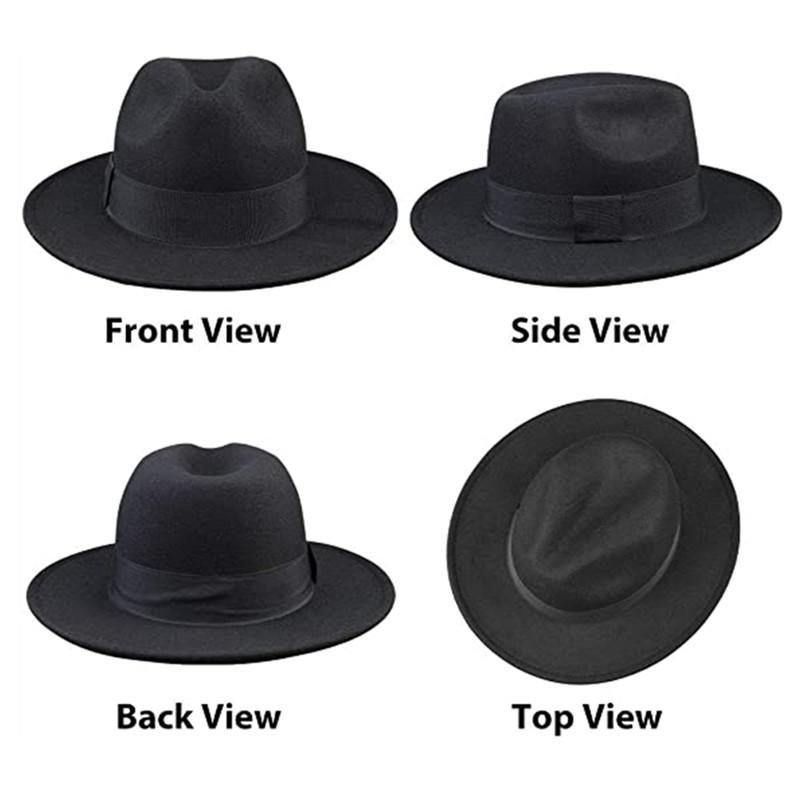 Women Winter Yellow Classic Elastic Fedora Hat Unisex Felt Jazz Hats Elegant Men Women Wide Brim Panama Trilby Cap