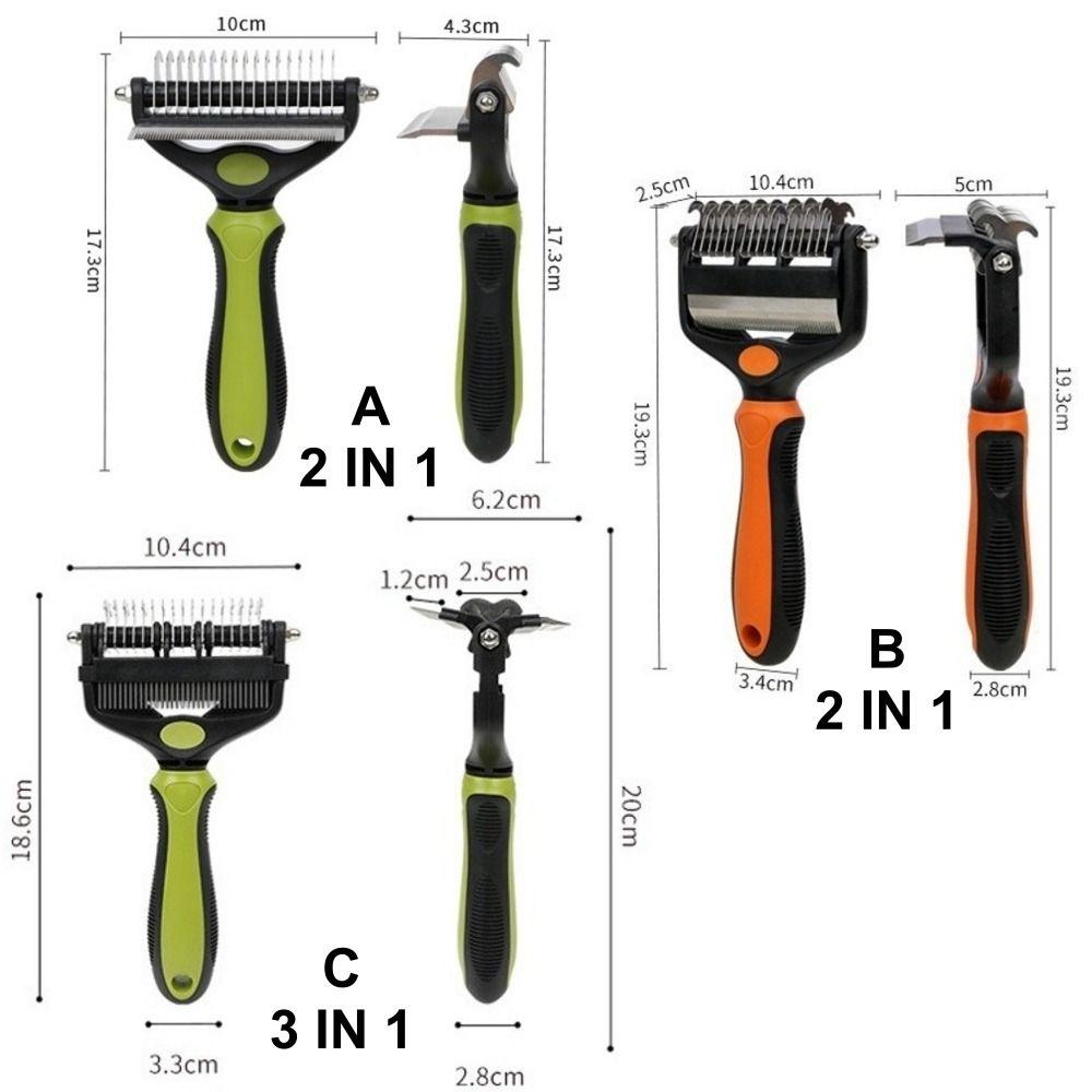 Multi-functional Dog Deshedding Brush Stainless Steel Blade Effective Cat Hair Remover Anti-slip TPR Handle Puppy Cat Comb