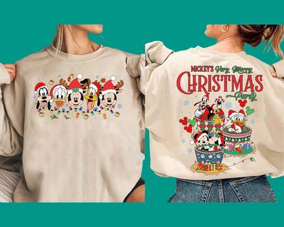 Disney Mickey's Very Merry Christmas Party 2025 2-Sided Shirt | Mickey & Friends Christmas Lights | Disney Trip Tee R1006-2