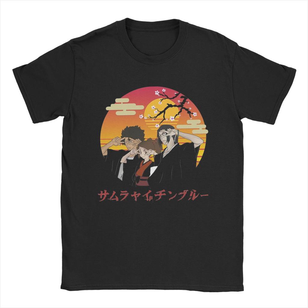 Men's Fuu Mugen Jin Samurai Champloo Sunset T Shirts Pure Cotton Clothes Short Sleeve O Neck Tee Shirt Gift Idea T-Shirts