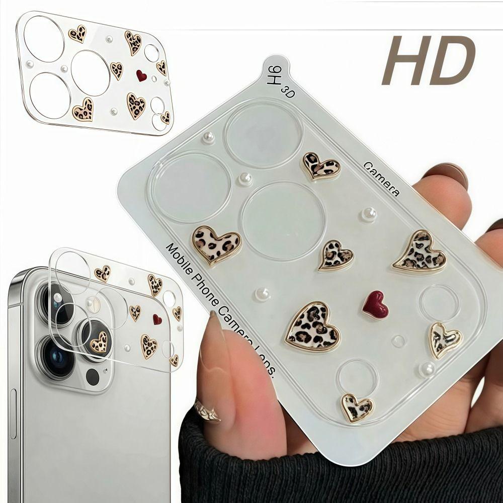 Diamond 3D Heart Glass Camera Protector Full Cover Anti Scratch Lens Film Shockproof Clear HD for iPhone 17 Pro Max 17Pro