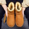 Classic Buckle Leather Snow Boots Men and Women Couples Long Fluff Winter Shoes Cold Cotton Boots Large Cotton Shoes 5
