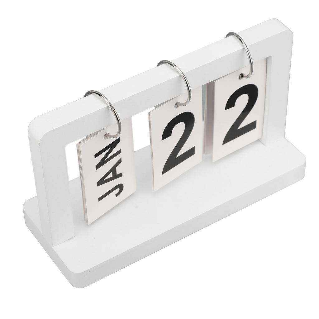 Vintage Flip Calendar Turn Page Month Date Display Wooden Desk Calendar Ornament for Home
