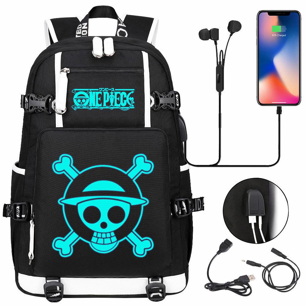 

Anime ONE PIECE Printed USB Teen Student School Bag Men s and Women s Backpacks Leisure Travel Bag 48CMX30CMX15CM