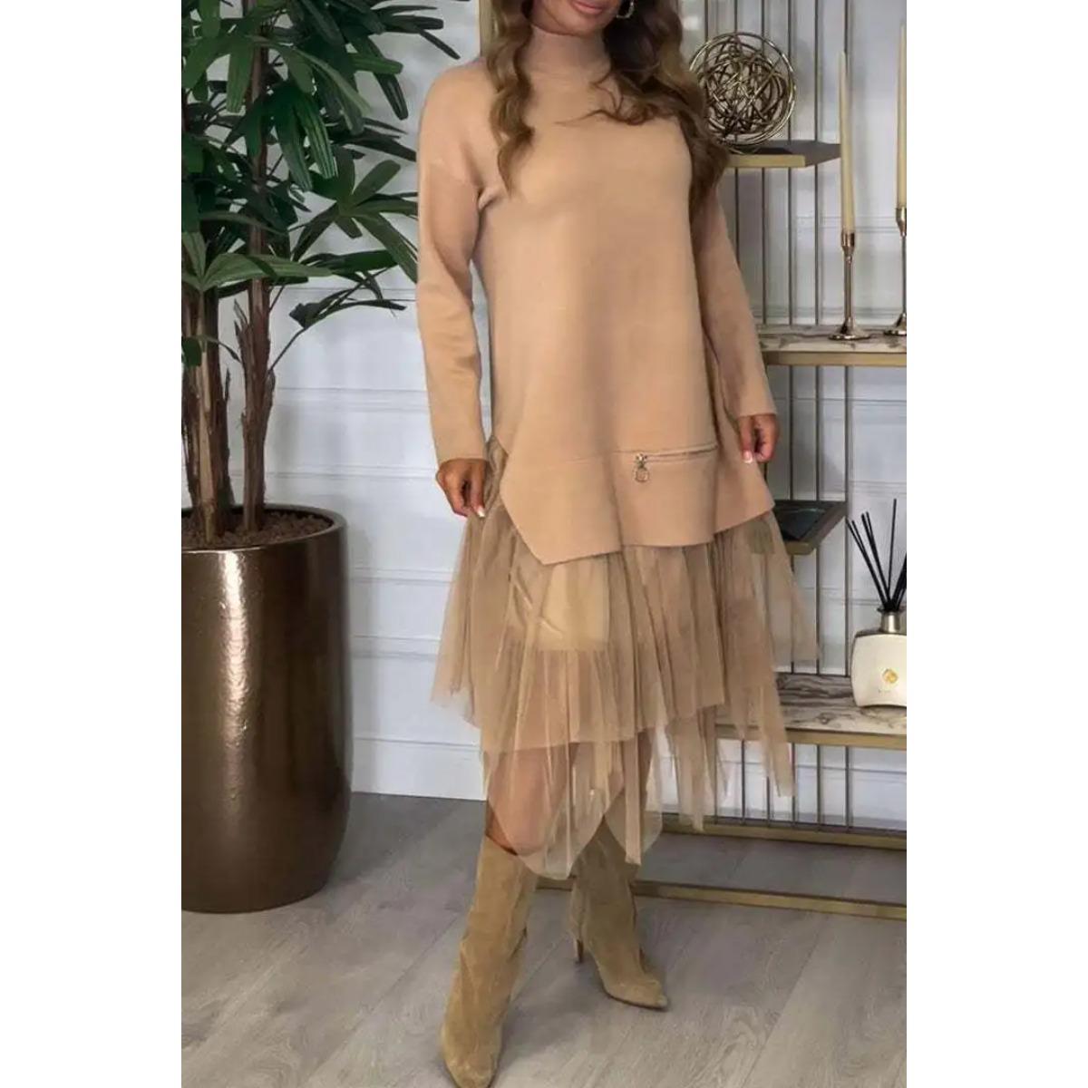 

Женское шифоновое платье макси с вставками, новый стиль, утепленное, длинное, осенне-зимнее, свободное платье-худи, шикарное уличное платье, vestidos XXL хаки