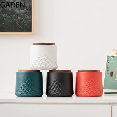 Scatola da tè Vaso sigillato in ceramica Vaso contenitore con coperchio Set da tè per la casa Scatola da tè Vaso contenitore Decorazione Tavolino da tè Soggiorno