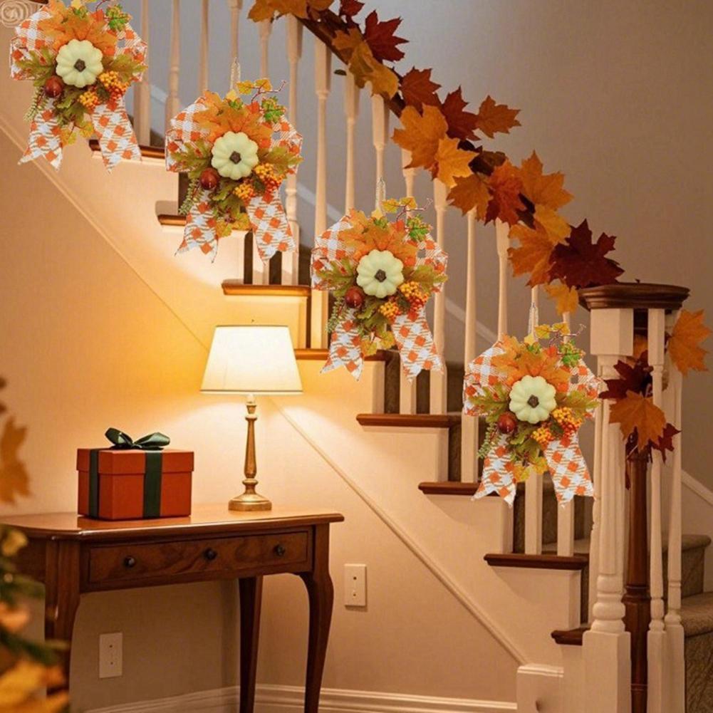 Thanksgiving Simulation Wall Hanging Pumpkin Berry Maple Leaf Bow Small Pendant