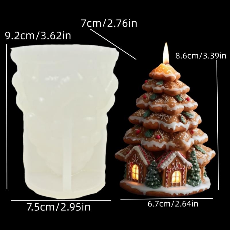 Cedar Christmas Tree House Candle Silicone Mold Snowflake Pine Tree House Christmas Tree Gypsum Molds Craft Mould Christmas Gift