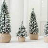 1PC Small Green Christmas Decor Plastic Christmas Tree Window Display Decor Flocked Artificial Christmas Tree