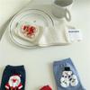 Korean Vivid Color Women's Mid-Calf Cotton Socks, Spring/Autumn/Winter, Christmas Style V-W-018