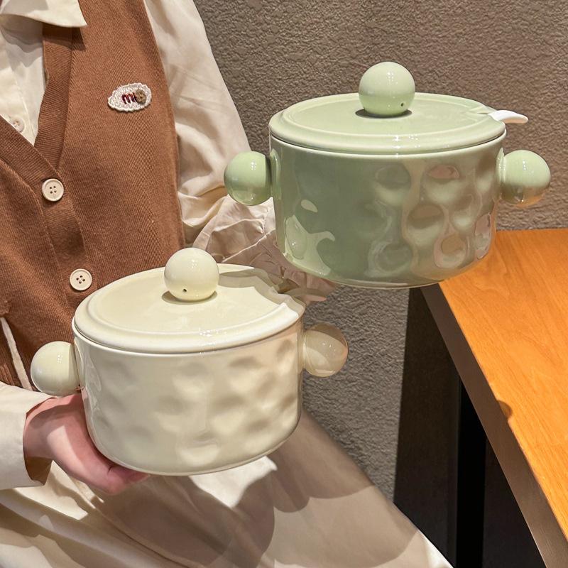 Amphore Suppenschüssel hoher Wert Keramik Instant-Nudelschüssel mit Deckel 2025 neu groß süß Wohnheim Student Schneckennudelschüssel