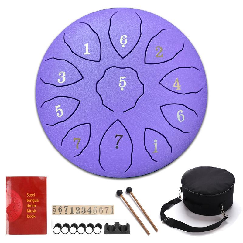 8-Inch 11-Note Steel Tongue Drum - C Key Portable Percussion Instrument for Yoga Beginners