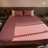 American Retro Checkered Bed Fitted Sheet Single Piece Fully Enclosed Bed Cover Anti-Slip Mattress Protector Cover