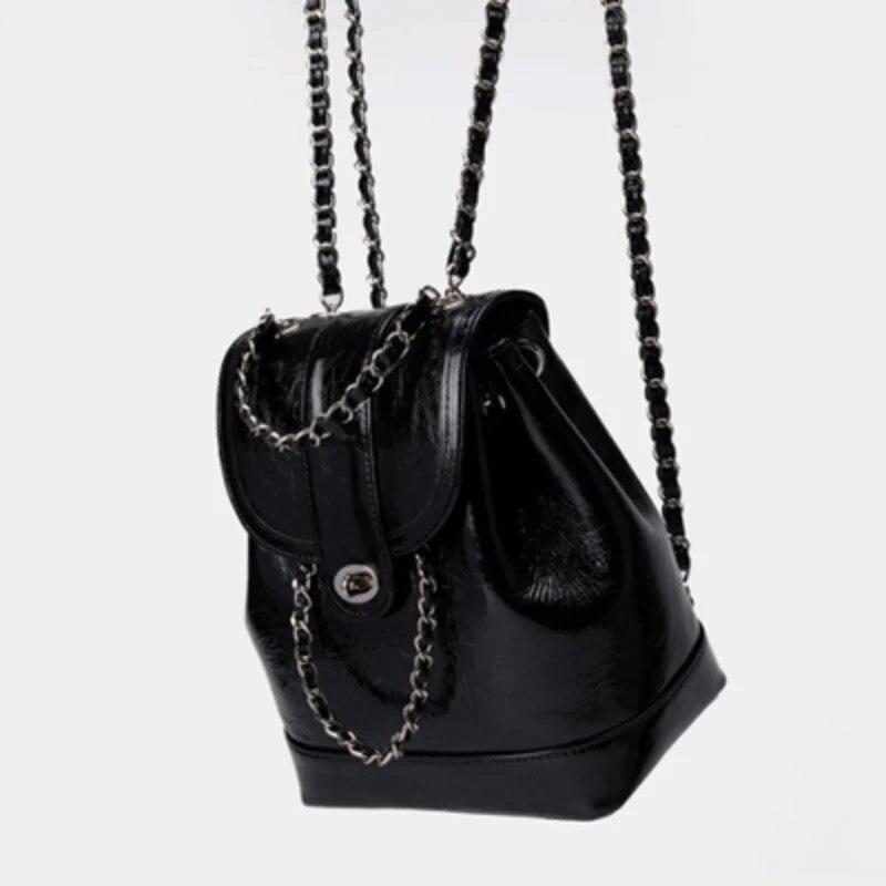 New Fashion Casual Women's Chain Backpack Solid Color Travel Backpack