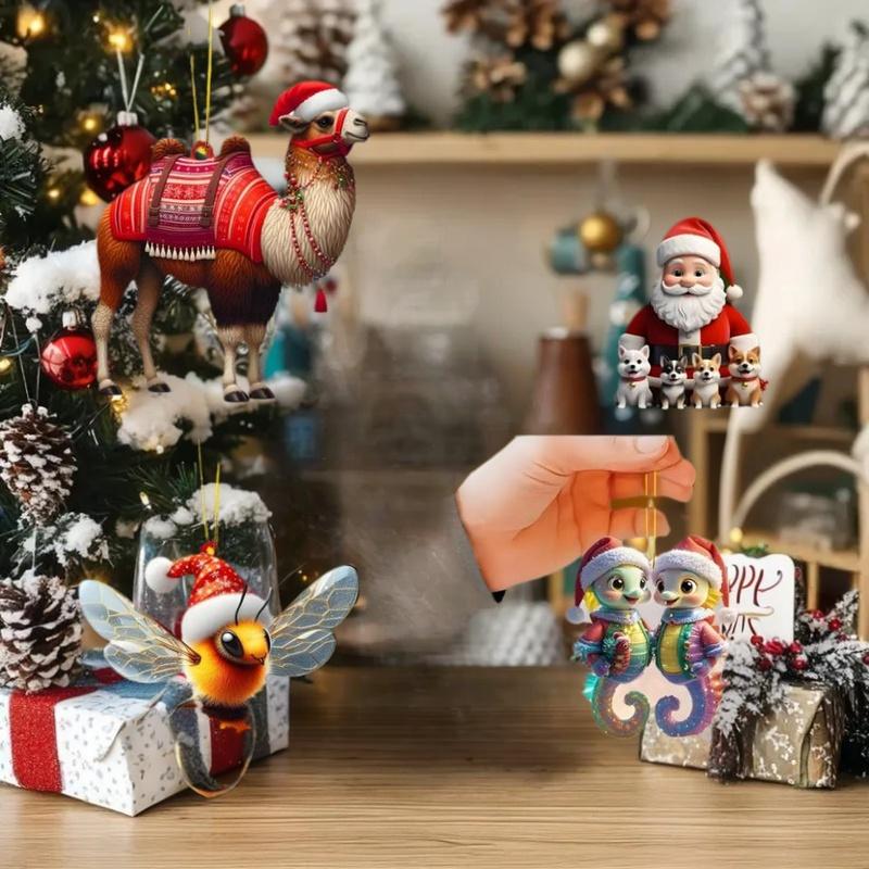 2D Yılbaşı Ağacı Kolye Ucu 2D Düz Akrilik Xmas Ağacı Sarkıt Süsler Karikatür Ev Dekorasyonu Yılbaşı Noel Hediyeleri