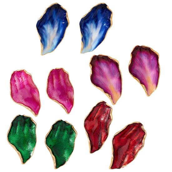 1 Paar Damenohrringe Mehrschichtig Gebrannt Bunt Durchscheinende Textur Emailleglasur Ohrringe Blütenblattdesign Antiallergische Ohrringe Schmuck Geschenk