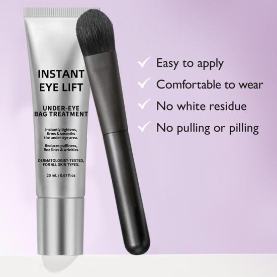 Instant Eye Tightener Cream for Under Eye Bags & Wrinkles 20ml Fast Absorbing Eye Cream Quick Lift Temporary Firming Treatment with Cooling Brush