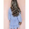 2025 Spring Thin Solid Color and V-neck Dress Women's European and American Leisure Loose Layered High Waist Knee-Length Skirt Women