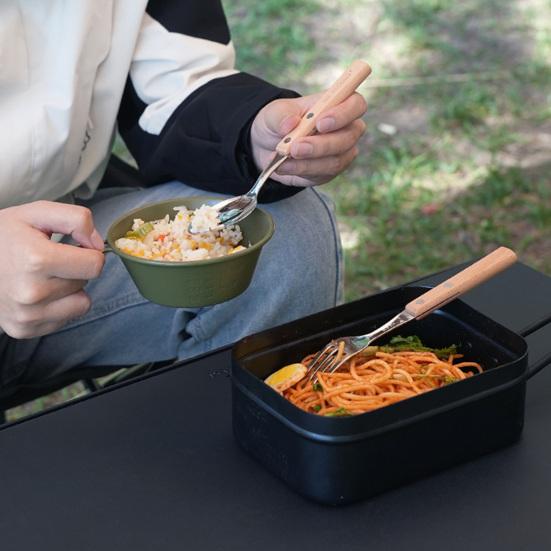 1/2Pcs Stainless Steel Folding Fork Spoon with Wooden Handle Portable Outdoor Camping Picnic Hiking Travel Food Grade Collapsible Cutlery