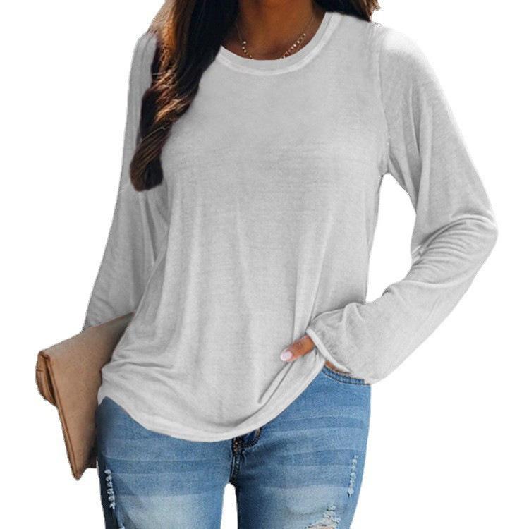 IHUASU Autumn Winter Women's O-Neck Casual Color Long Sleeve T-shirt Top