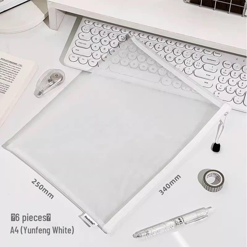 Mesh Document Bag with 6 Zippers - 5 Storage Compartments for Students & Files, Back-to-School Handbag