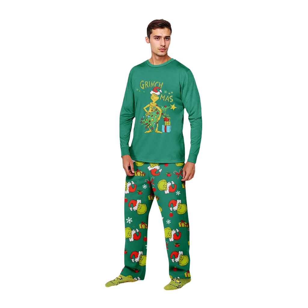 Weihnachtsdruck Süßes Familienset Schlafanzug, Hauskleidung, Familienset Langarm Oberteil Hosen Set