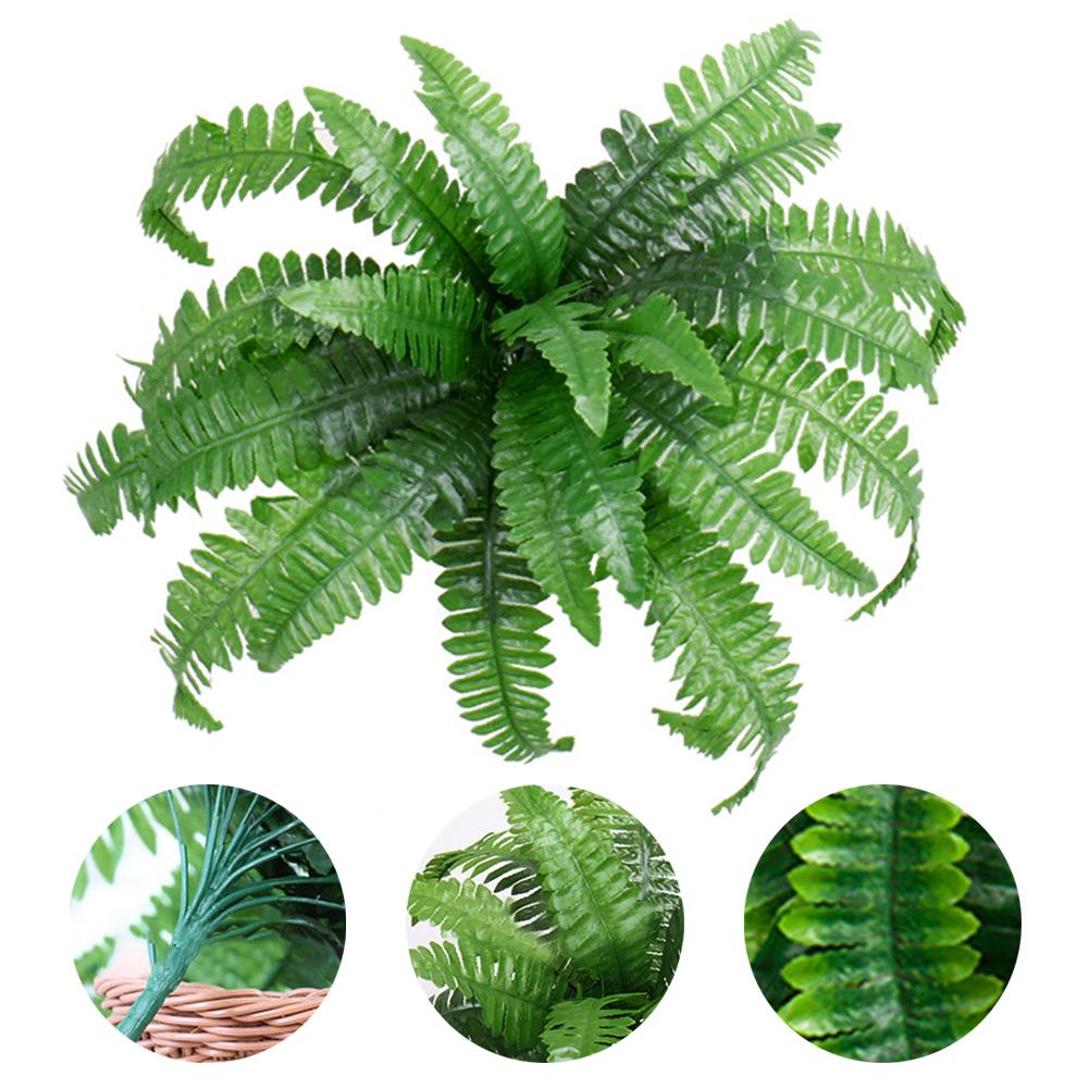 Artificial Boston Fern Fake Fern Bush Plant 20 Leaves for Each Bouquet Fake Grass Leaves Plant Lifelike for Office Garden Decor
