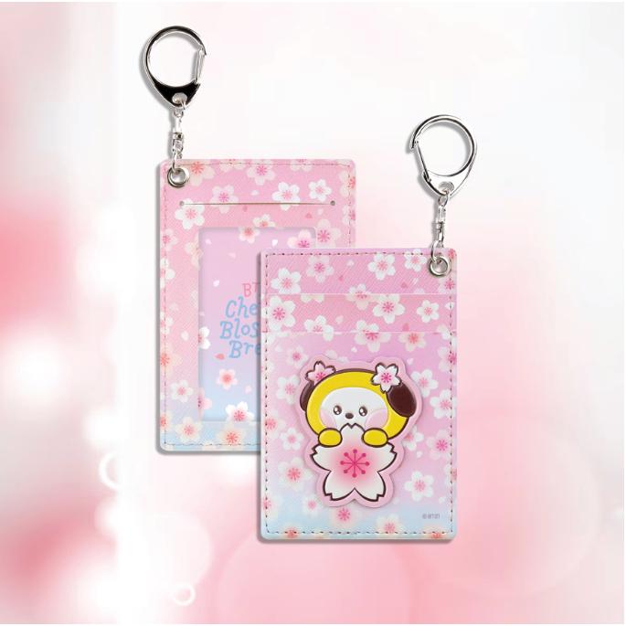 BTS BT21 Official Minini PU Leather Patch Card Holder CHEERY BLOSSOM Authentic