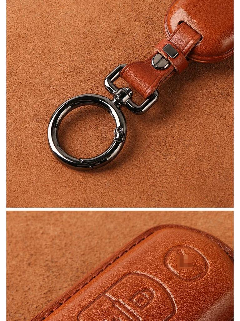 Genuine Leather Key Case for 2022 Mazda Axela/CX5/CX4 - Handmade Protective Cover