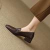 Fashion NEW Spring/Autumn Women Loafers Square Toe Chunky Heel Shoes Elegant Genuine Leather Shoes for Women Retro Sheepskin Women Pumps