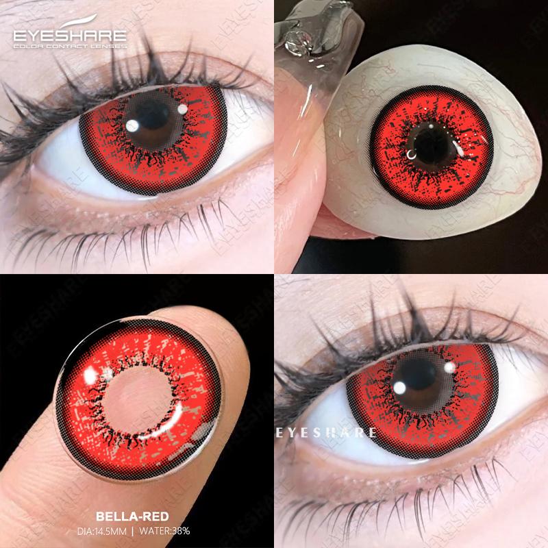 Eyeshare Colored Contact Lenses Cosplay Anime Character Eye Makeup Lenses Red Halloween Carnival Night Contact Lenses Purple Beauty Soft Lenses 1 Pair