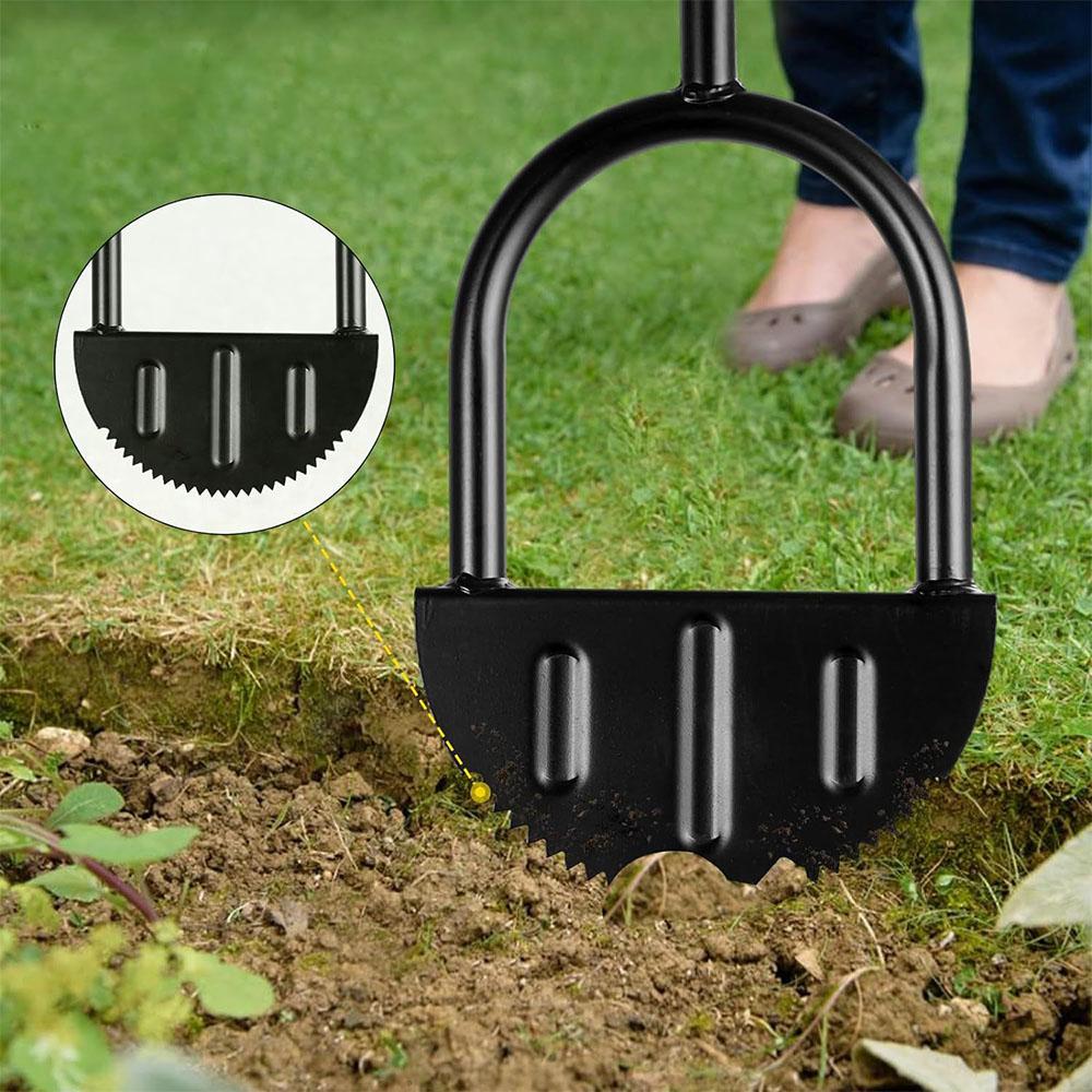Half Moon Edger with Handle Manual Saw Tooth Step Edging Shovel for Grass Lawn Trimming Garden Or Si