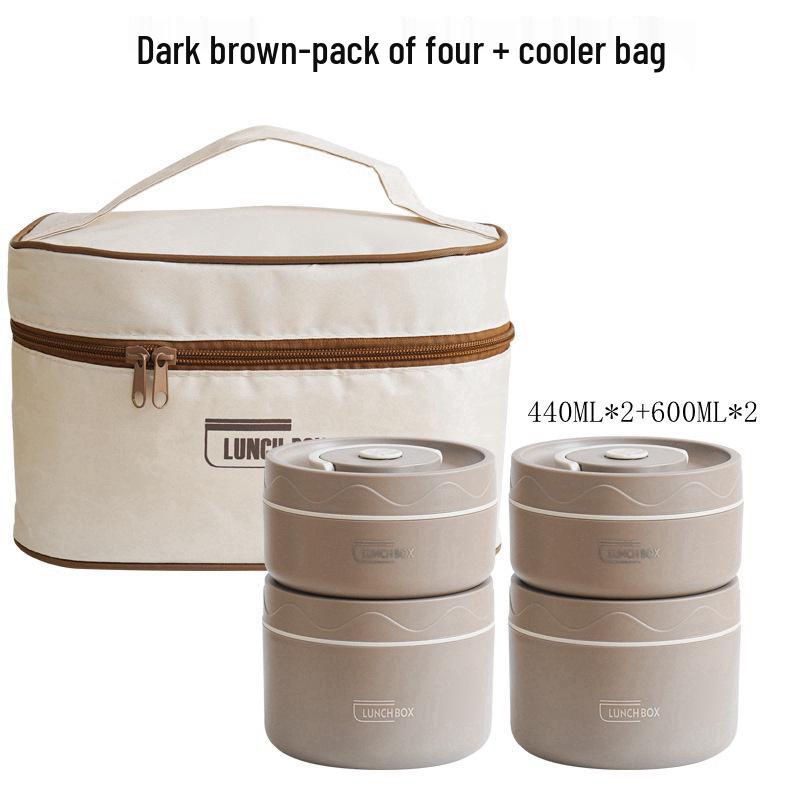 304 Stainless Steel Double-Layer Insulated Lunch Box with Lid for Office Workers & Students