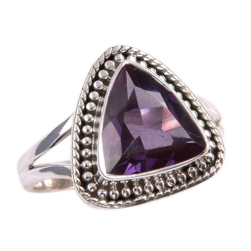 Natural Alexandrite Gemstone 925 Solid Sterling Silver Jewelry Ring Size 8 T5Z86