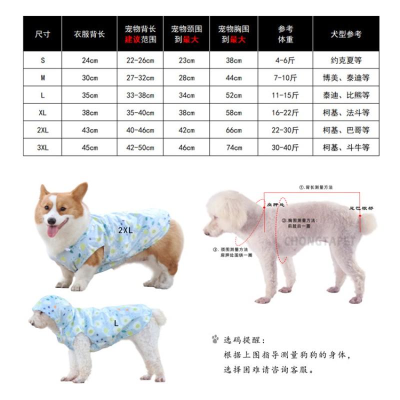 Lightweight Pet Raincoat Small Dogs Teddy Pomeranian Corgi Waterproof 2-Leg Hooded Coat In Floral Print