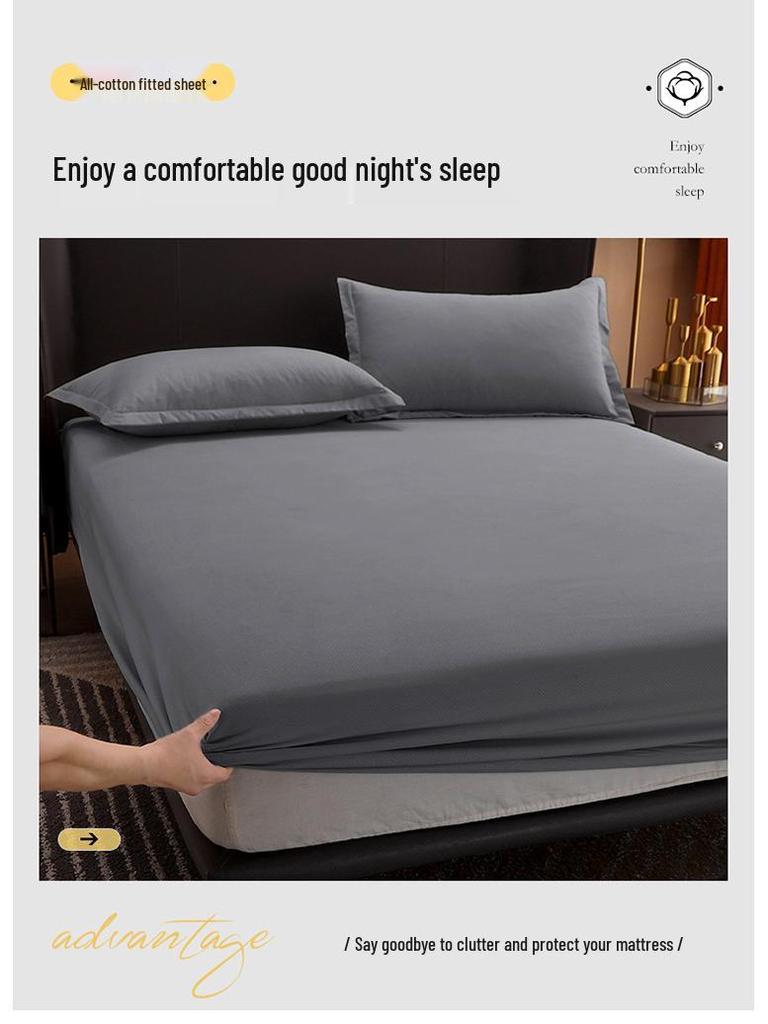 All-Cotton Non-Slip Fitted Bed Sheet and Mattress Protector