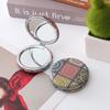 High Quality Double Sided Folding Round Pocket Mirror Colorful Art Deco Style Glass Metal Frame Customizable Logo