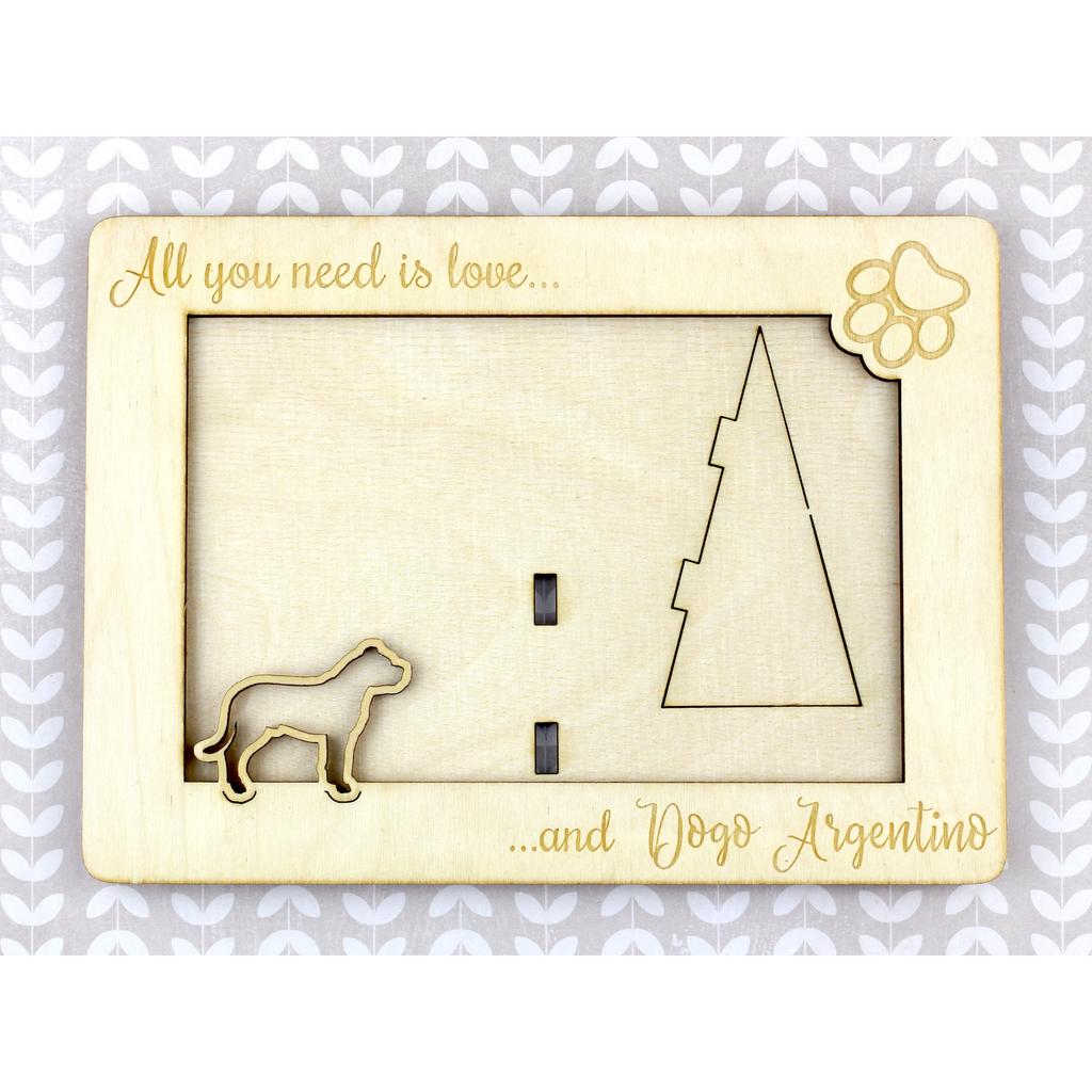 Dogo Argentino - Photo frame, engraved wooden frame, a lovely gadget for the dog lover by Art-Dog