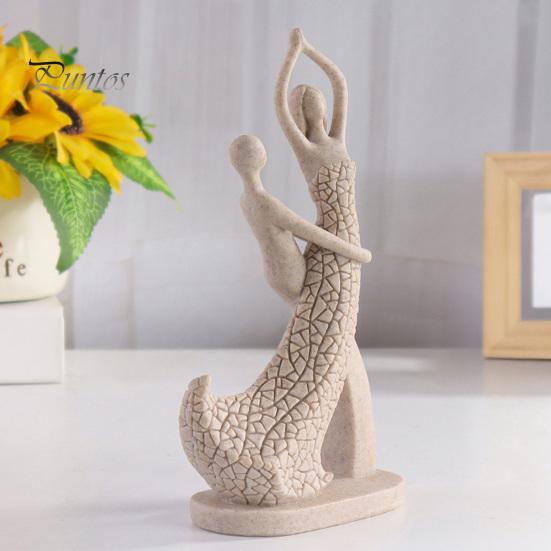 Artistic Home Accents Abstract Couple Sculpture Ornament, Resin Sandstone Style Statue, Romantic Durable Table Decor Embracing Figure for Living Room