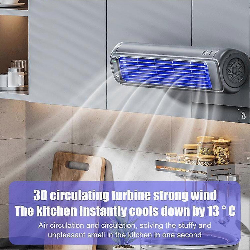 Wall Mounted Bladeless Cooling Fan 3 Speeds with Remote for Kitchen Home Office