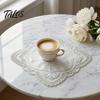 Light Luxury Table Ornaments Retro Square Placemat, Floral Embroidery Coaster with Beads, Heat Resistant High End Home Furnishing Mats Place