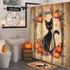 2025 Halloween Thanksgiving Witch Hats Pumpkin  Pattern Bathroom  Shower Curtain  With 12 Hooks Bathroom Decor and Accessories