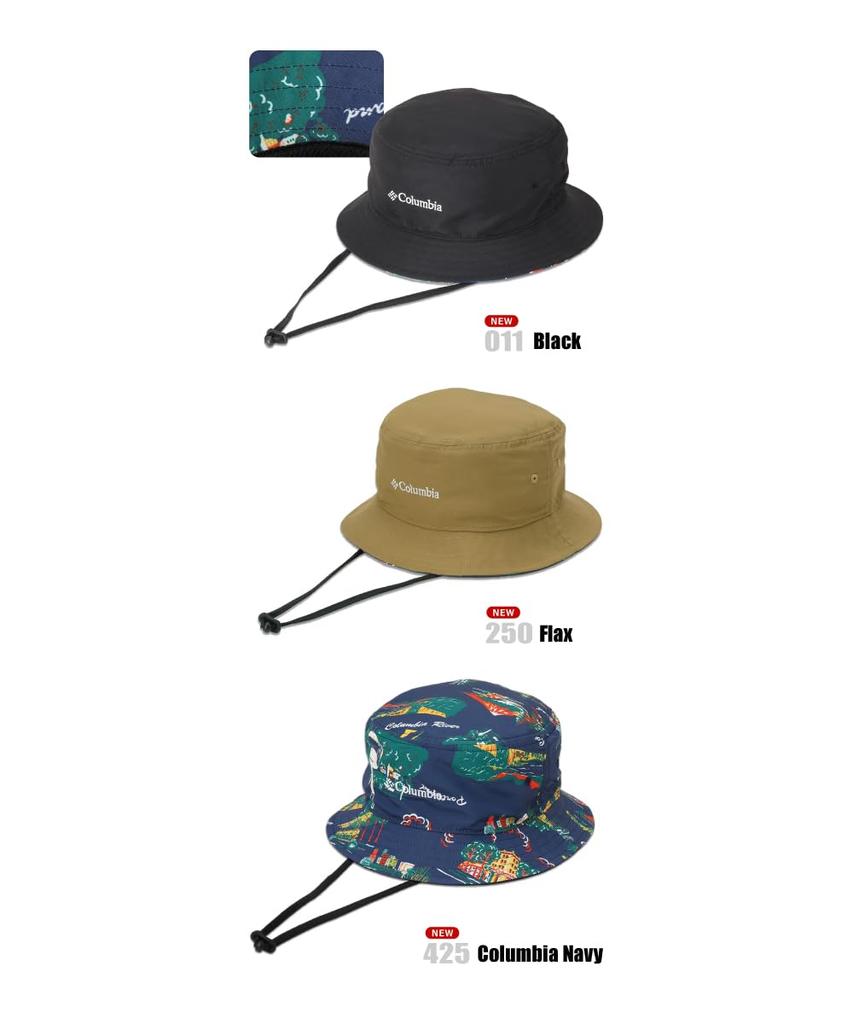 Columbia Green Ho Meadow Bucket Hat, PU5678 (JP, Alphabet, L, 011: Black)