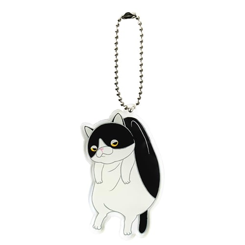 Shinada Global Mochineko Acrylic Keychain, Pinched, Black/White, MNAK-0068T